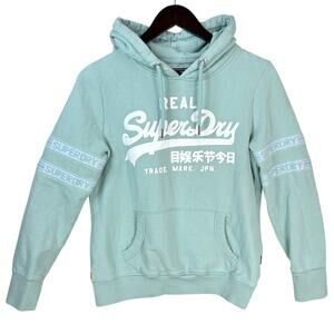 Superdry Vintage Logo Tape Hoodie Sweatshirt Womens Size 8 Pouch Pocket